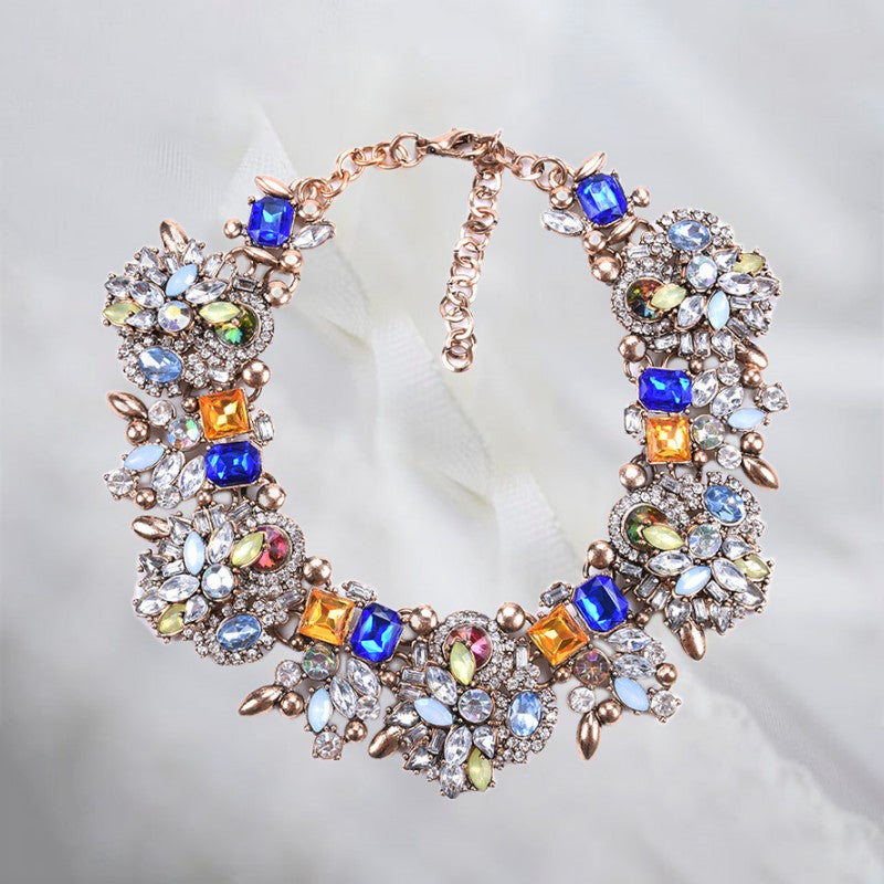 Böhmische Kristall Blumen-Halskette