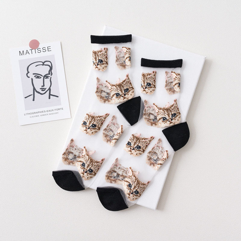 Atmungsaktive Socken Mit Katzenmuster