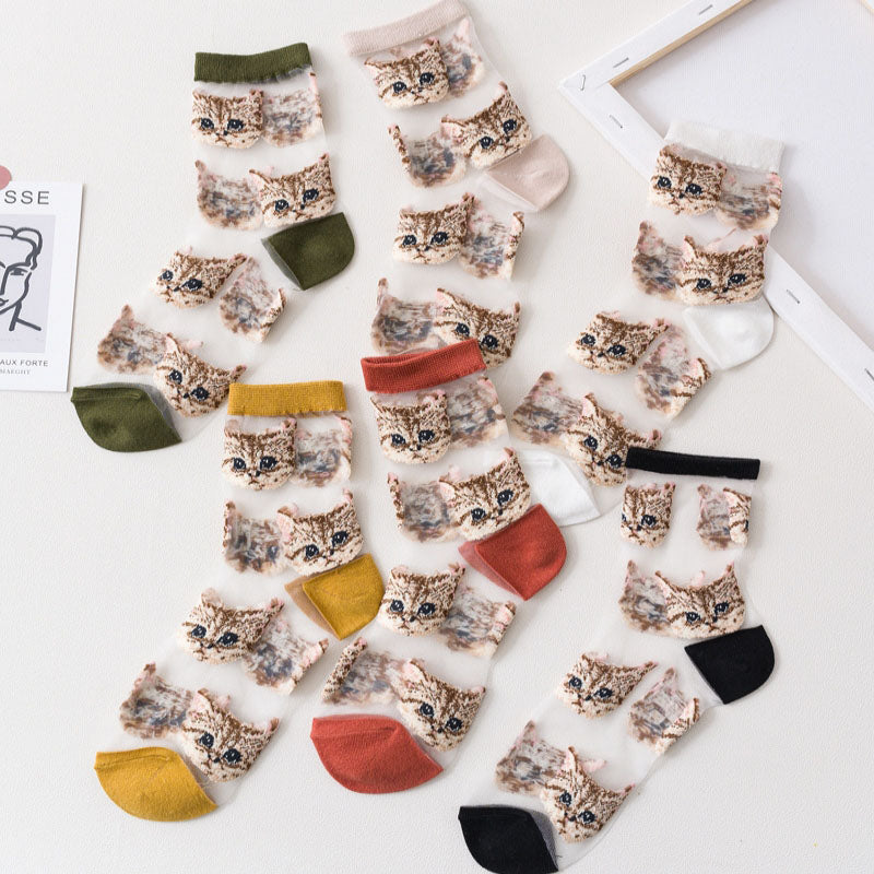 Atmungsaktive Socken Mit Katzenmuster