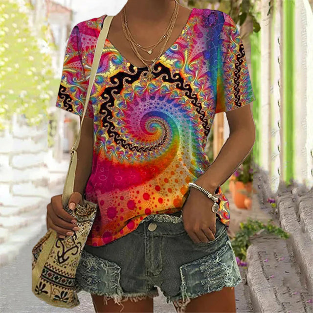 Stilvolles T-Shirt Mit Spiralförmigem Abstraktem Design