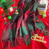 Weihnachtskarierter Schal Mit Fransen