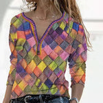 Bunte Bluse Mit Geometrischem Druck