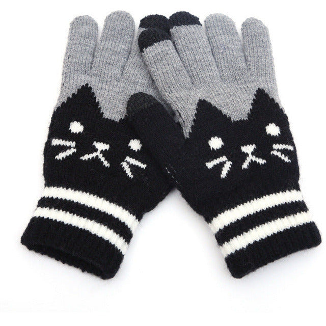 Warme Handschuhe Mit Katzenprint