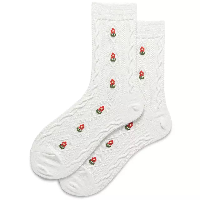 Vintage Floral Gestrickte Socken