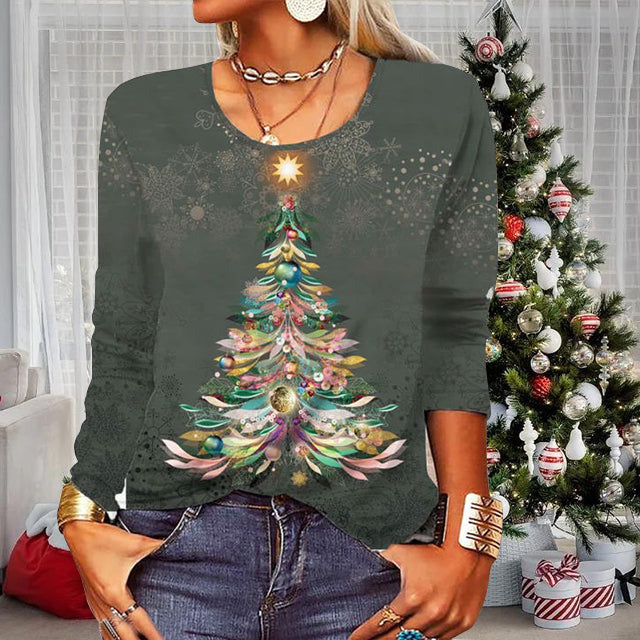 T-Shirt Mit Weihnachtsbaum-Print