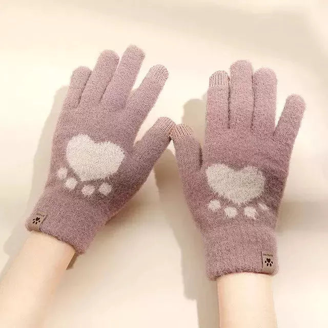Warme Handschuhe Mit Katzenpfotenabdruck