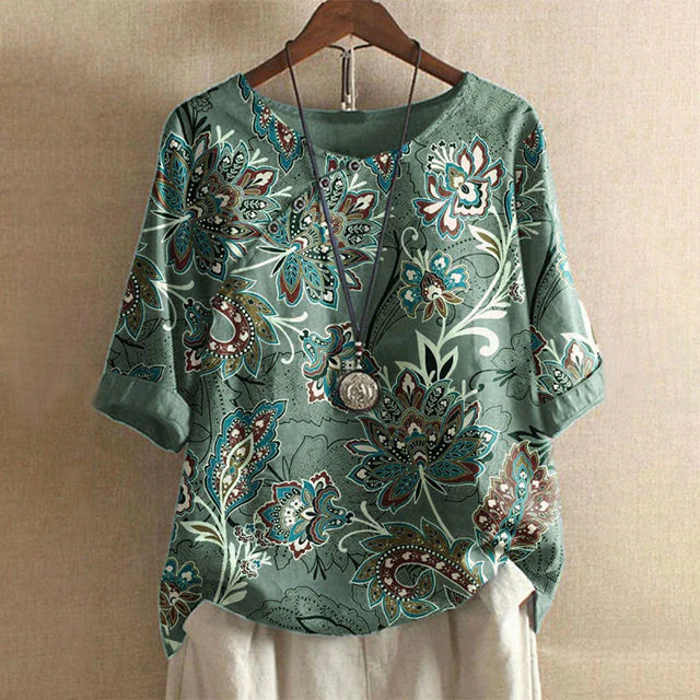 Vintage Bluse Mit Blumendruck
