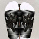 Gestreifte Socken Mit Katzenmuster